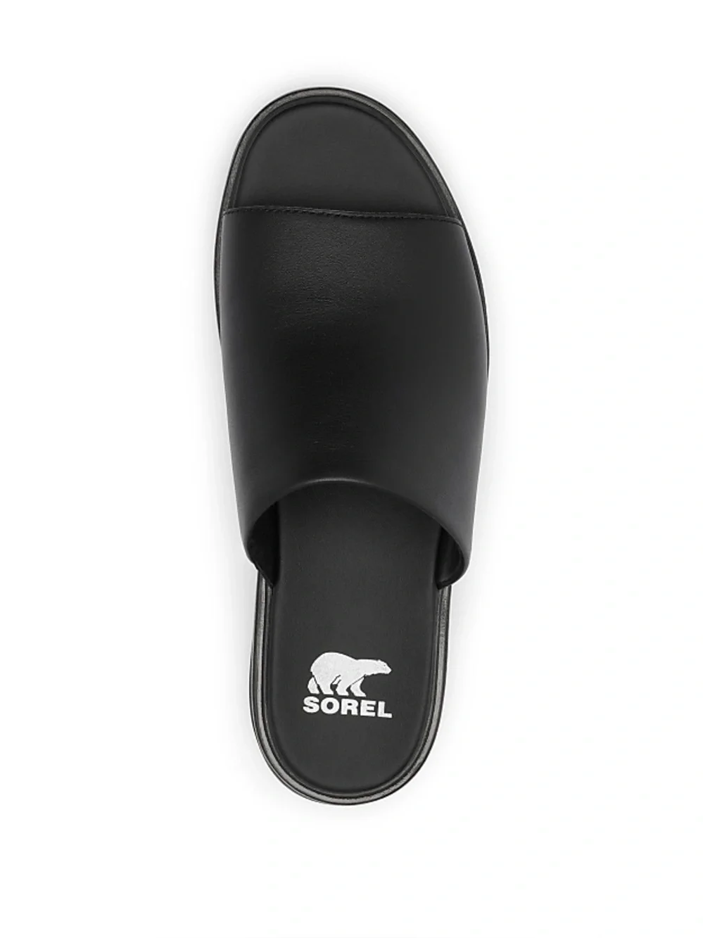 SOREL Dayspring Wedge Platform Vegan Faux Leather Open Slides Black Sandals